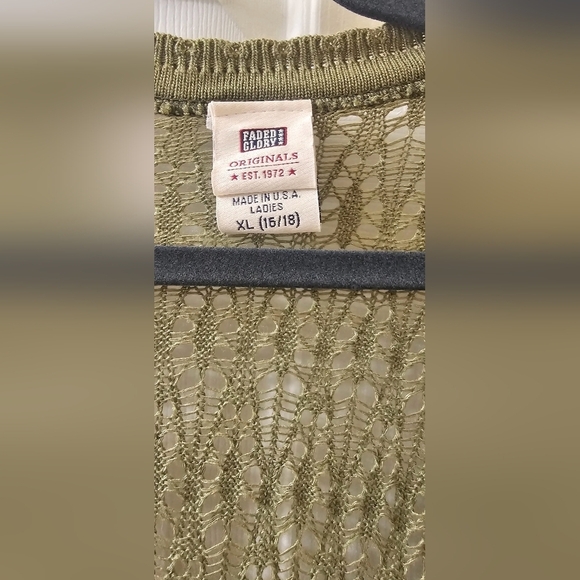 Faded Glory Crocheted Cardigan Army Green. XL (15/18) - Picture 9 of 9